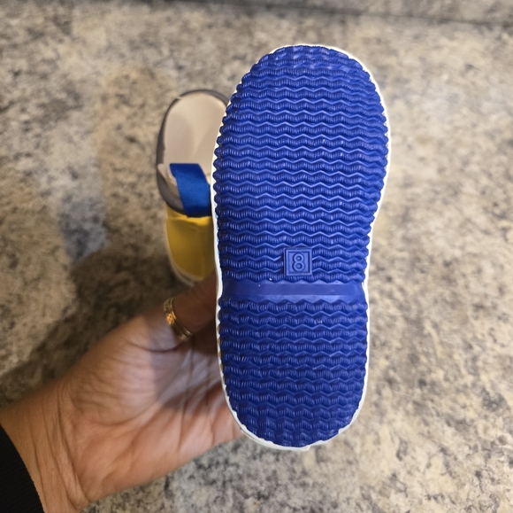 New! Buoy Kids Girls/Boys Yellow/Blue/White Rain Fishing Boots BB101 Size 8Y - Picture 3 of 8